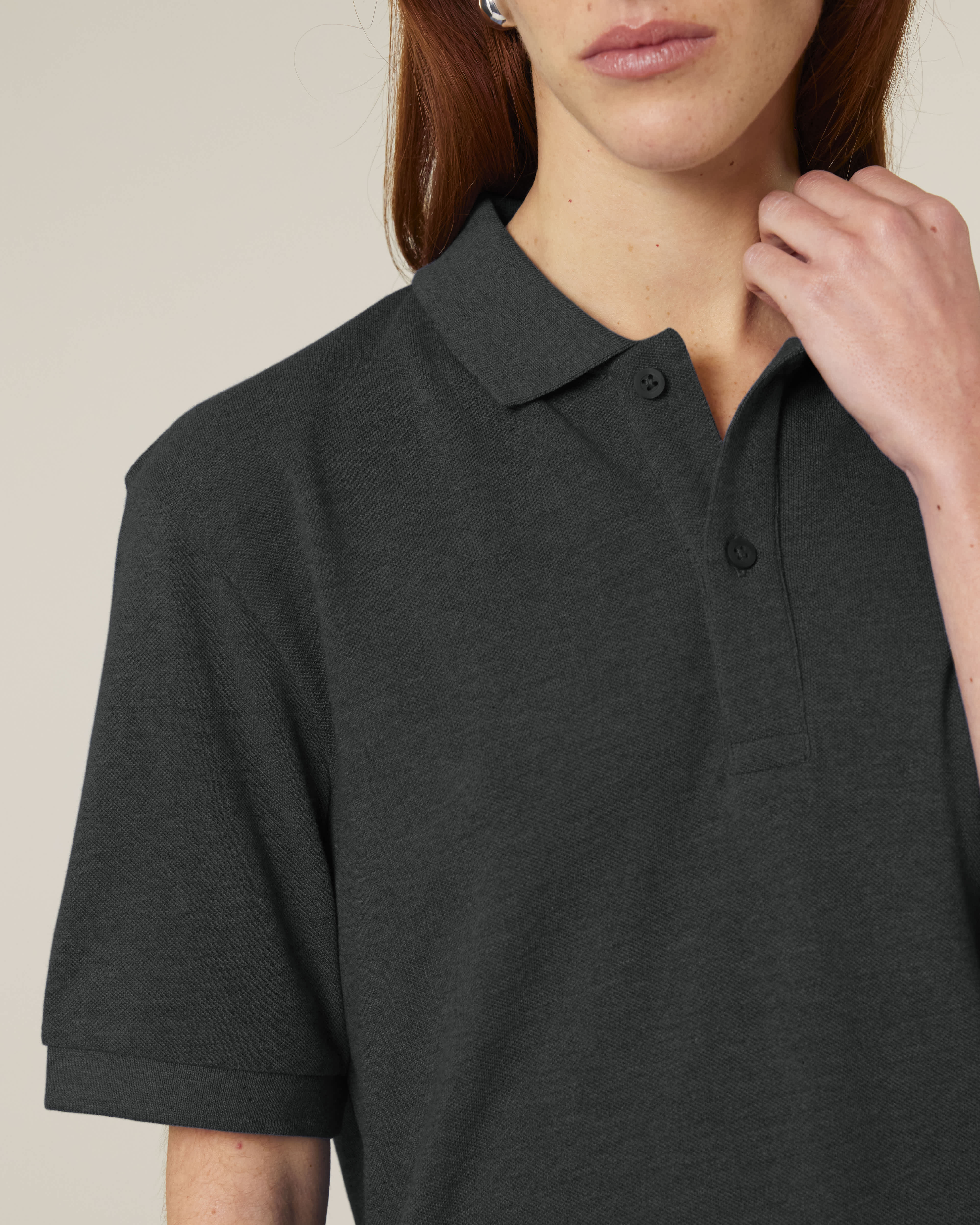 POLO - HEATHER DONKER GRIJS