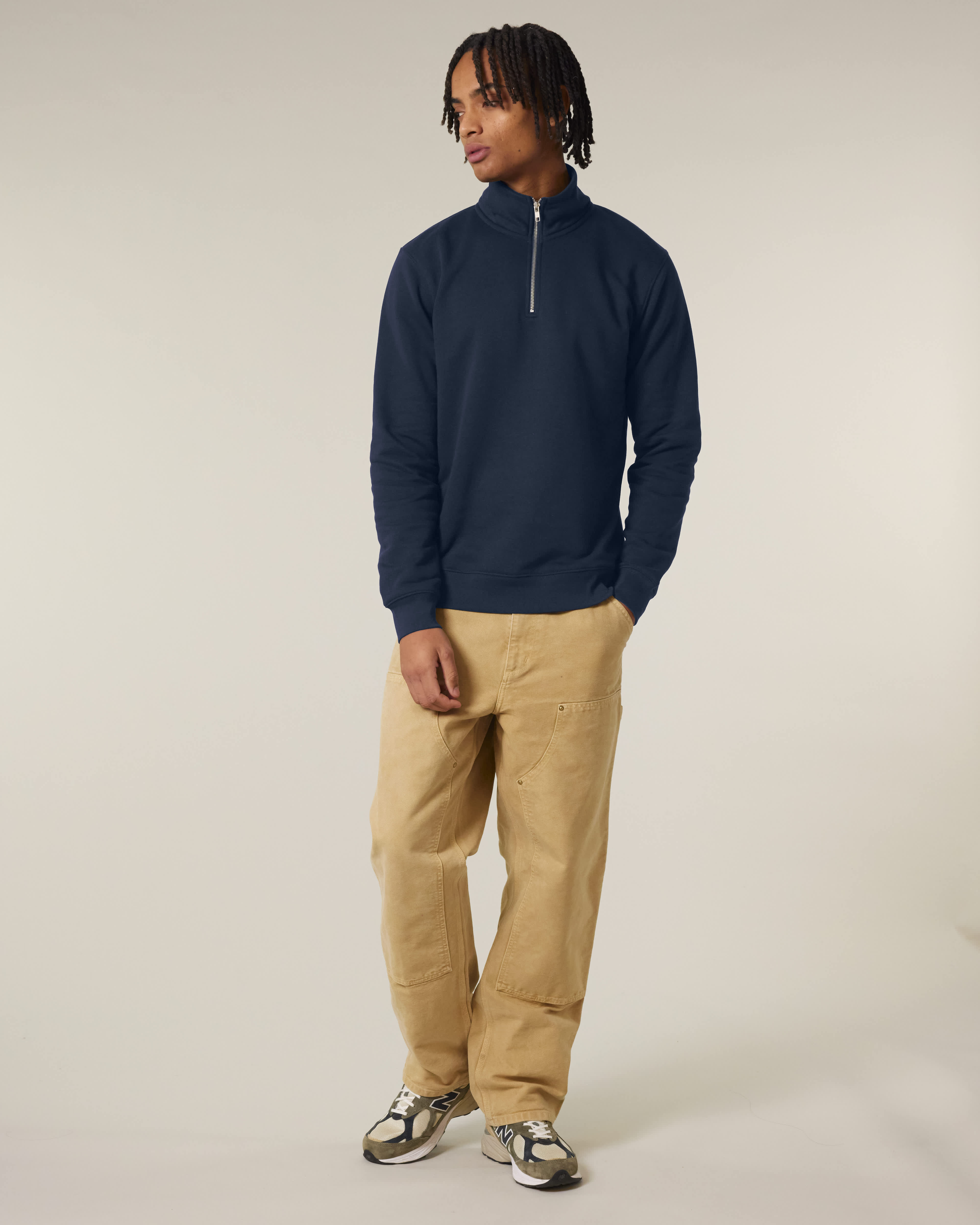 ZIP SWEATER - NAVY