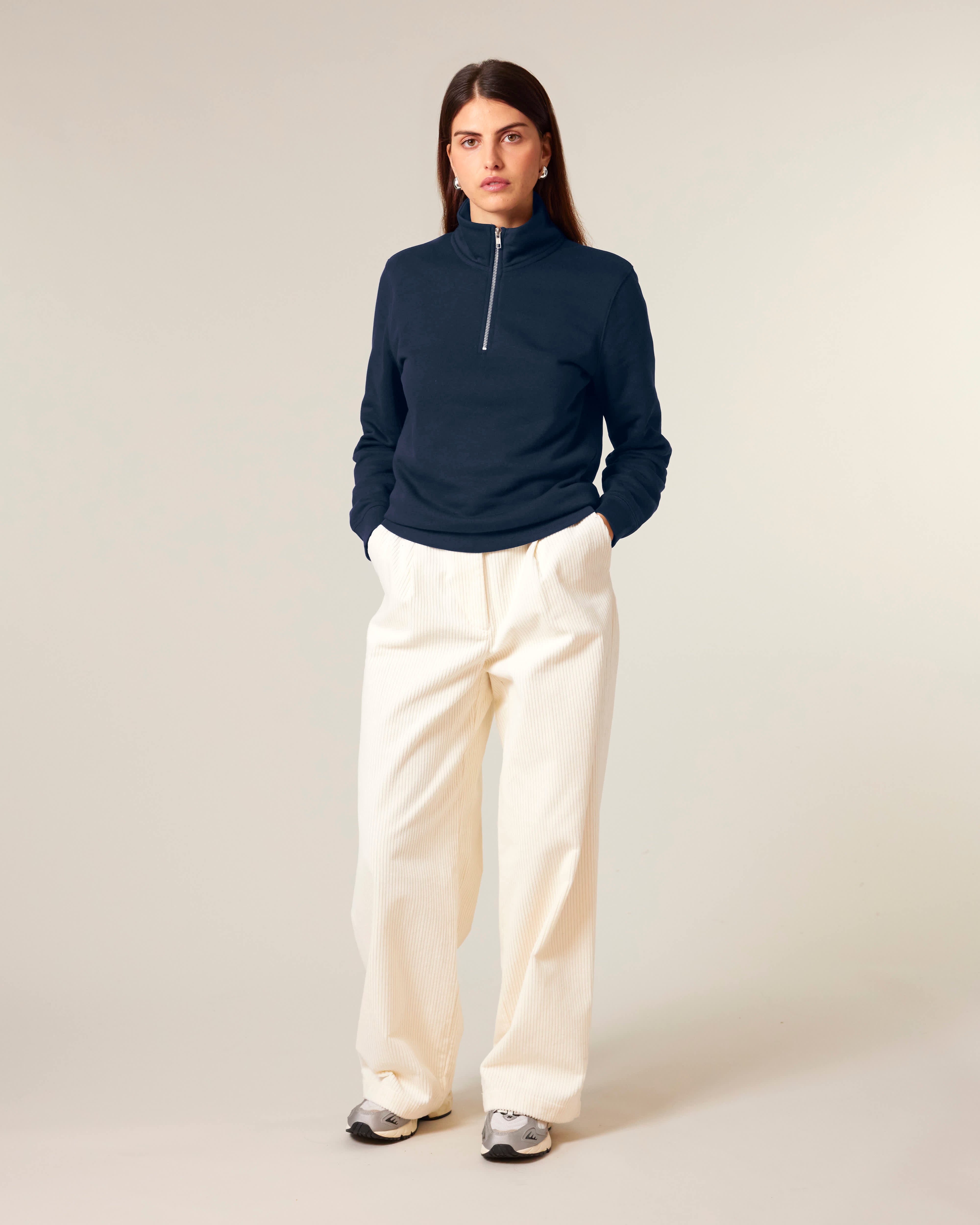 ZIP SWEATER - NAVY
