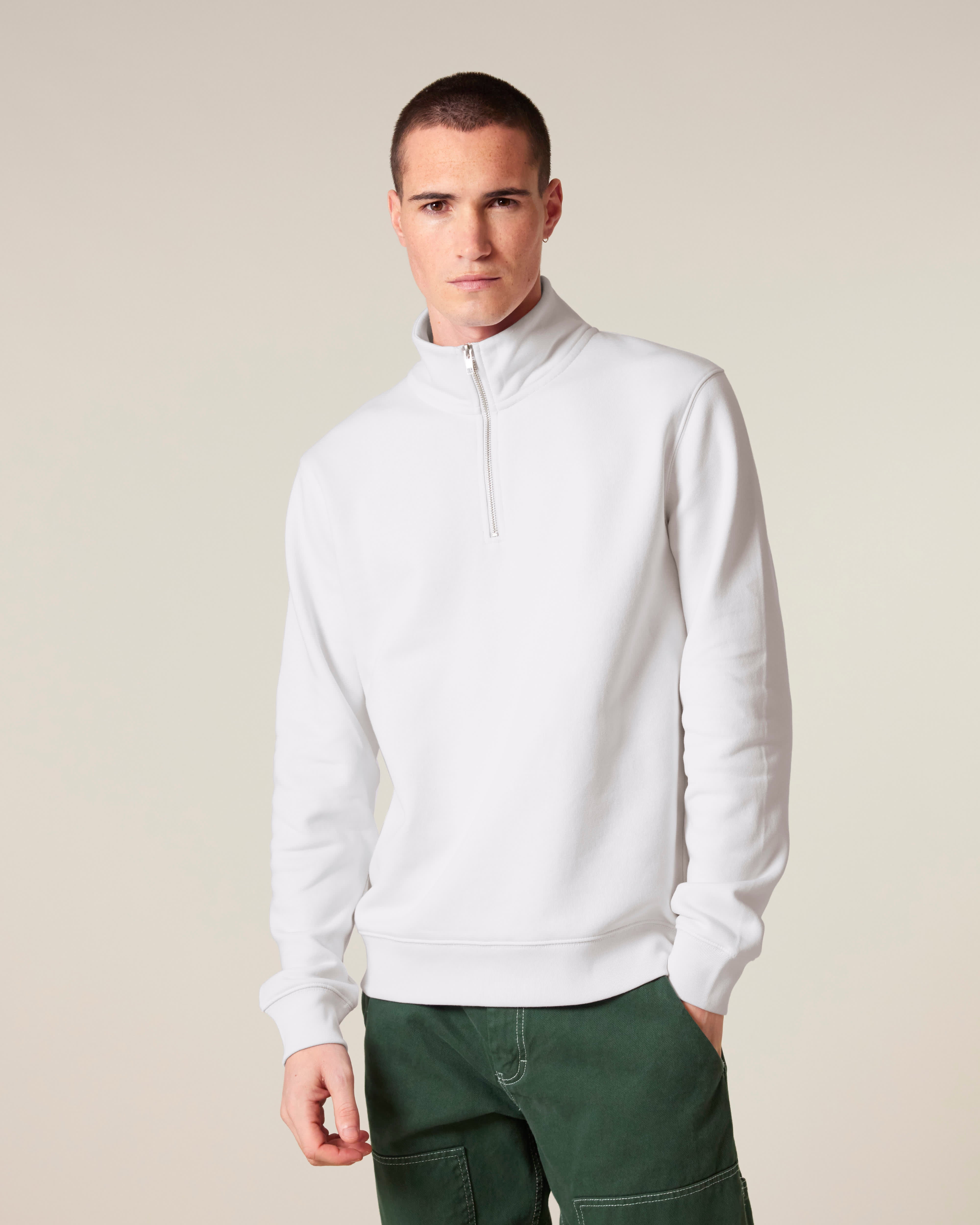 ZIP SWEATER - WIT