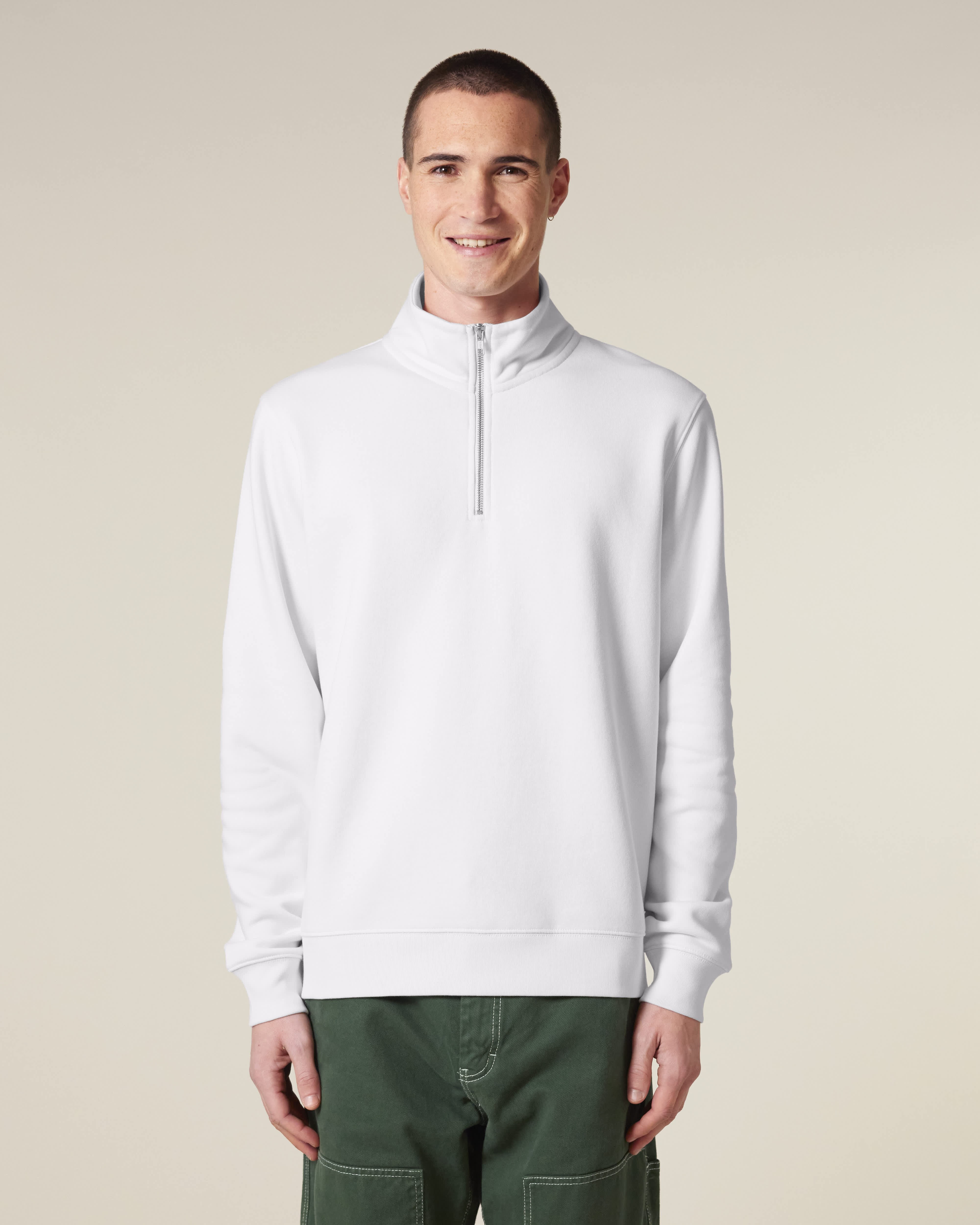 ZIP SWEATER - WIT