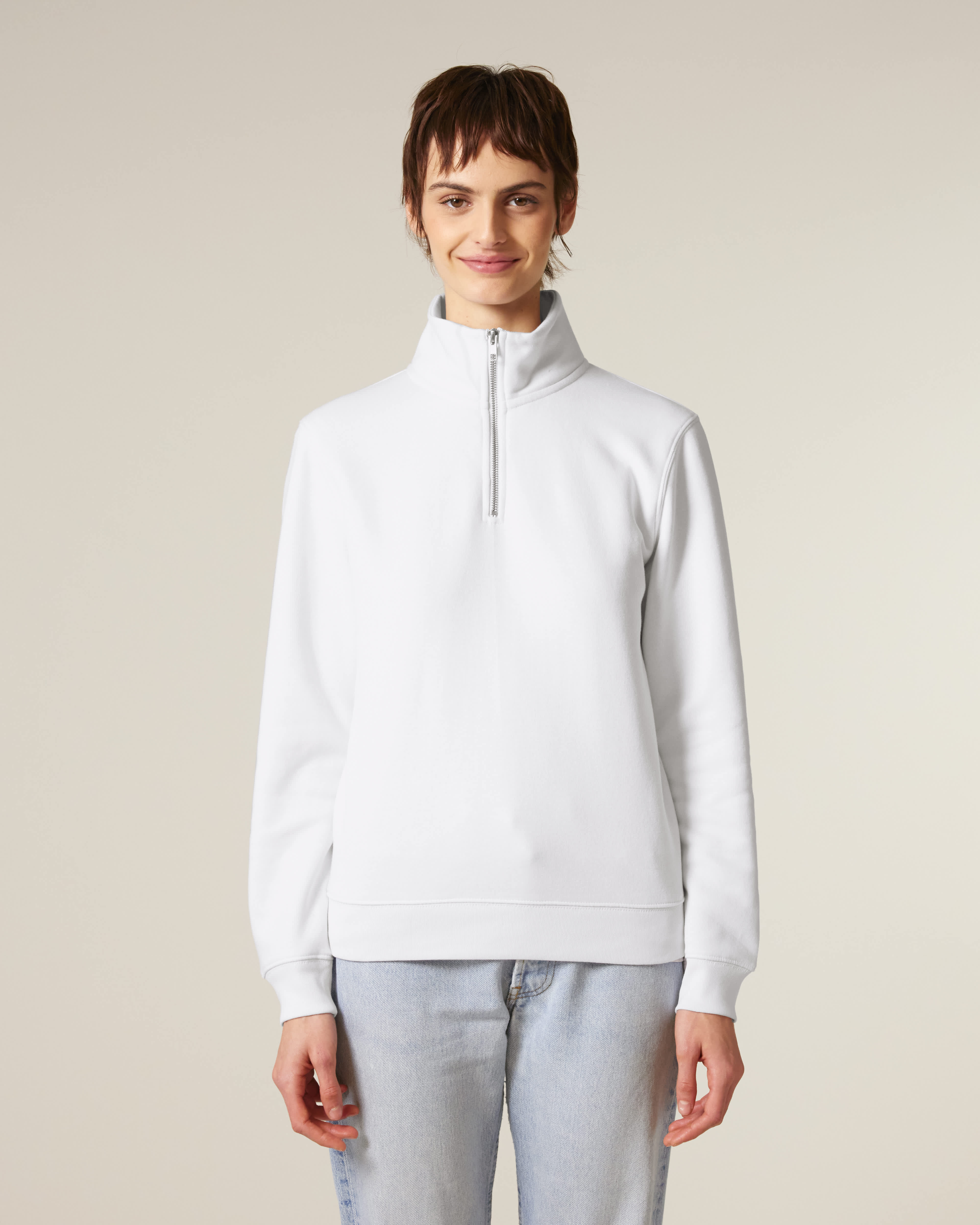 ZIP SWEATER - WIT